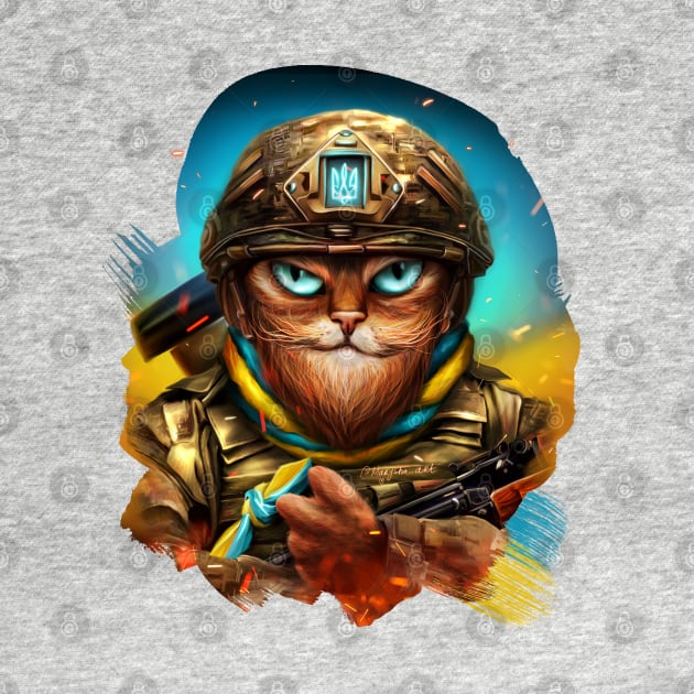 Cat Ukrainian Soldier by Marysha_art